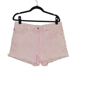 Women's Levi's 501 Pink Frayed Hem High Rise Jean Shorts size Large?